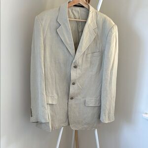 Tasso Elba Cream Linen Sport Coat with Notched Lapel